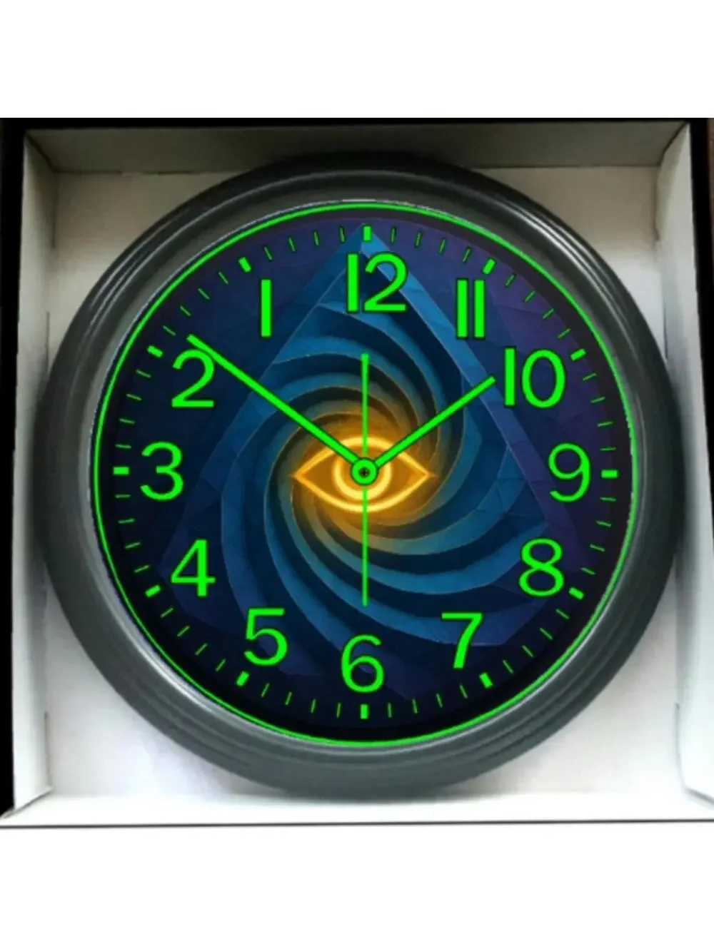 Glow-in-Dark Reverse Ticking Wall Clock 3D Dimensional New!